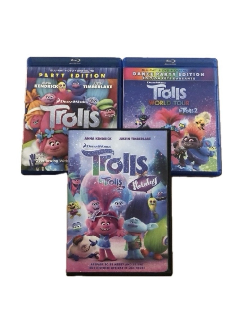 Trolls Movies on Blu-ray and DVD | Set of 3 | Justin Timberlake